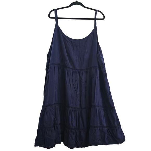 NWT Torrid Women’s Plus Sz 6 Navy Mini Sundress Fringe Crochet Resortwear Boho - Picture 1 of 8